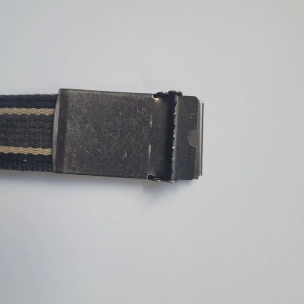 The North Face Canvas Belt Silver Buckle‎ Striped Black Tan Accessories